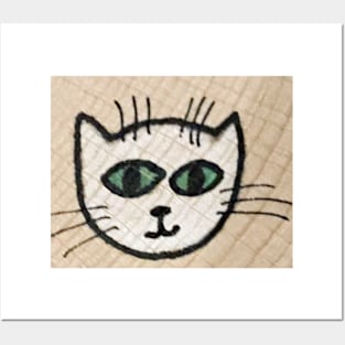 White Cat On Wood Posters and Art